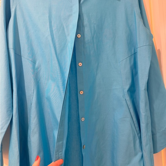 Foxcroft Turquoise Heritage Non-Iron Shirt size 16! With pockets! - Picture 3 of 9